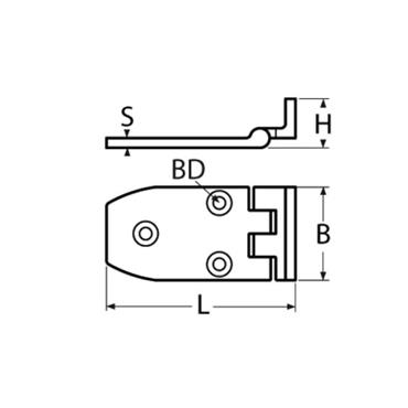 SOWESTER STEPPED HINGE S/S 52x38mm