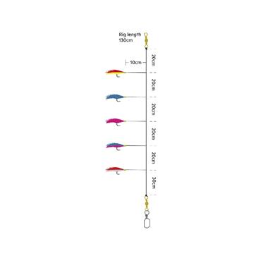 Kinetic Sabiki Rooster Tail Rig #2/0 Multi Colour 130cm