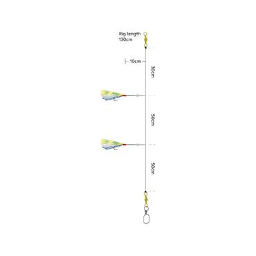 Kinetic Sabiki Flasher UV Rig #7/0 Orange/Yellow/Pink 130cm