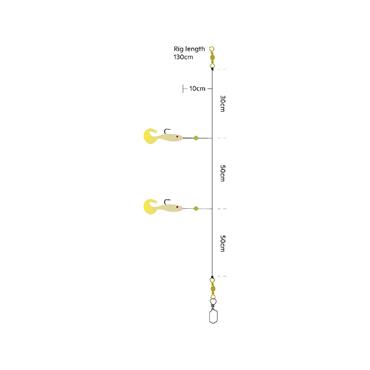 Kinetic Sabiki Shad Tail UV Rig #6/0 Glow/Yellow 130cm