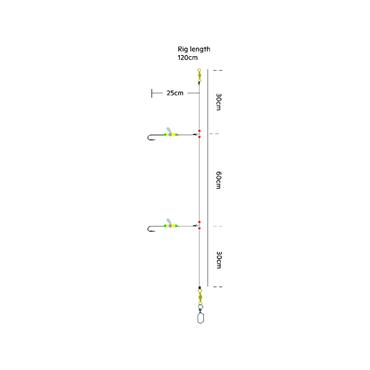 Kinetic Sabiki Advanced 360 Rig #1/0 Yellow/Green 120cm