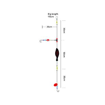 Kinetic Sabiki Jay Flounder Inline Rig 60g #1 Black/Red Dots 110cm