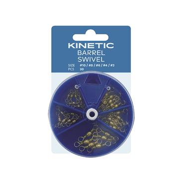 KINETIC BARREL SWIVEL ASSORTMENT #10-8-6-4-2 BRASS 30PCS