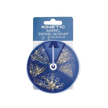 KINETIC BARREL SWIVEL W/SNAP ASSORTMENT #10-8-6-4-2 BRASS 30pcs
