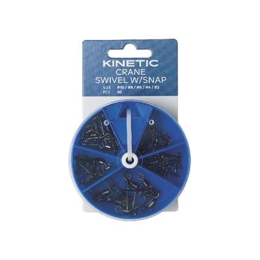 KINETIC CRANE SWIVEL W/SNAP ASSORTMENT #10-8-6-4-2 BLACK NICKEL 30PCS