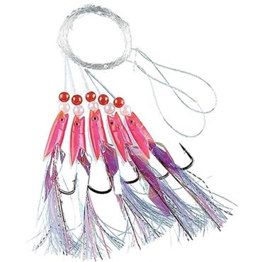 Pink rubber with white feathers 5hks 1/0