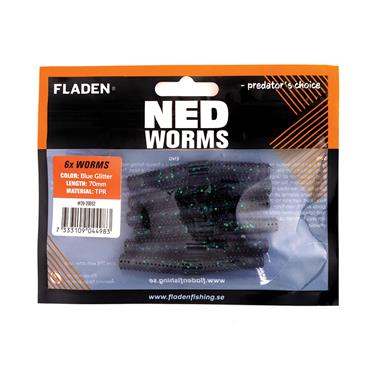 NED worm 6p 10cm Blueglitter