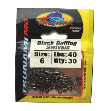 sz 6 Tsunami Black Rolling Swivel 30pcs