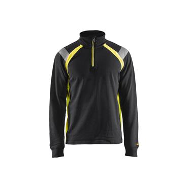 BLAKLADER 1/2 ZIP SWEATSHIRT BLACK/HIVIS YELLOW
