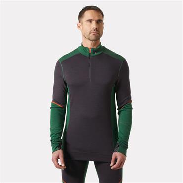 HH LIFA MERINO HALF ZIP GREEN/EBONY