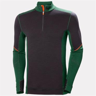 HH LIFA MERINO HALF ZIP GREEN/EBONY