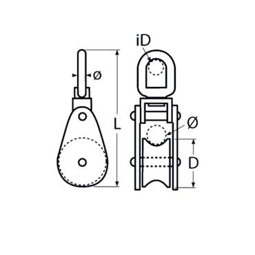 S/S ROPE BLOCK WITH SWIVEL EYE AND JOIN