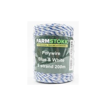 FARMSTOKK Fencing Poly Wire 200m x 3mm, Blue & White