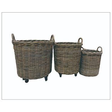 KUBU ROUND BASKET WITH HANDLES  36CM  SMALL