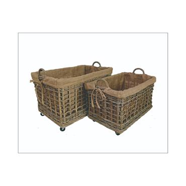 KUBU WOVEN LINED BASKET  HAND WHEELS LARGE SIZE