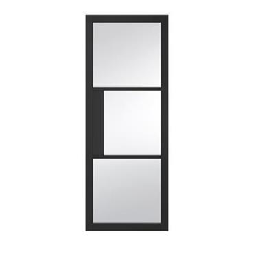 SEATTLE 3 LITE CLEAR GLASS BLACK PRIMED DOOR 80X34