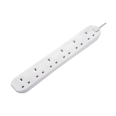 6 SOCKET 2METRE 13AMP EXTENSION LEAD WHITE