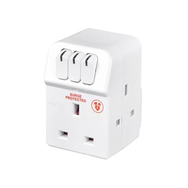 3 SOCKET 13AMP SWITCHED SURGE ADAPTOR