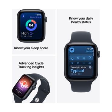 Apple Watch SE 3 44mm Midnight Aluminum Case with Navy Blue Sport Band M/L