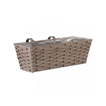 SG 19IN BARI FAUX RATTAN PLANTER - SOFT GREY