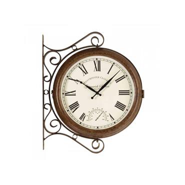 SG 15IN GREENWICH STATION WALL CLOCK & THERMOMETER