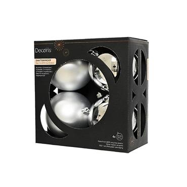 KAE Baubles polystyrene mix silver box of 4
