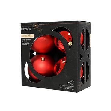 KAE Baubles polystyrene mix christmas red box of 4