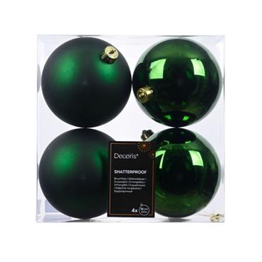 KAE Baubles polystyrene mix pine green box of 4