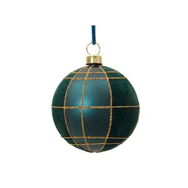 KAE Baubles polystyrene matt velvet check emerald