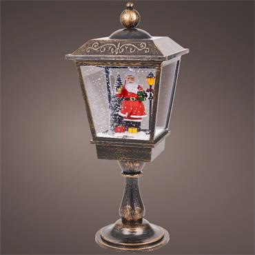 KAE LED lantern plastic snowfall indoor antq brass