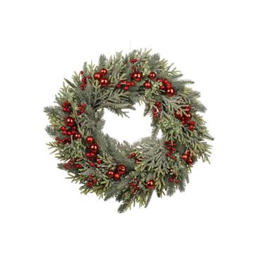 KAE Wreath natural base indoor green/red