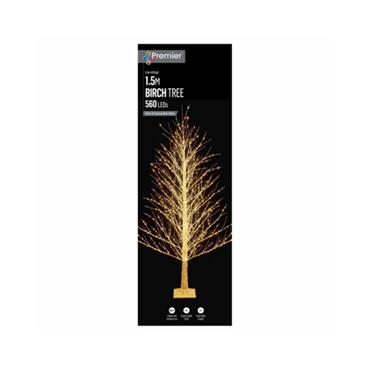 1.5m Twinkling Lit Birch Tree w/560 Warm White LED