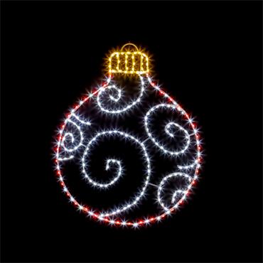 78 x 59cm Twinkling Baubles w/245 Red & White LED