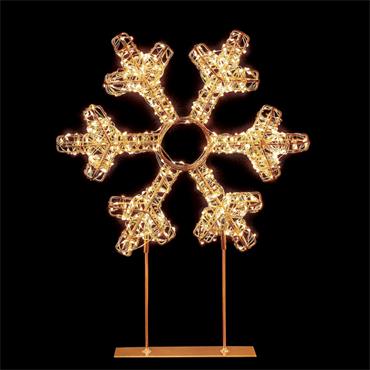 45cm Lit Gold T/T Snowflake w500 White LED & Timer