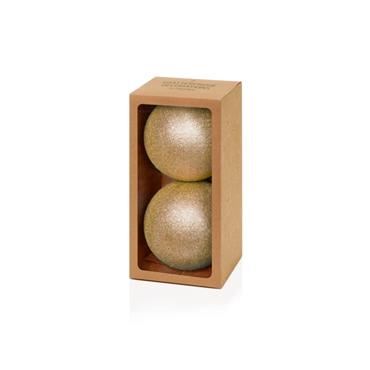 150mm 2pc Champ Gold Glitter Shatterproof Baubles