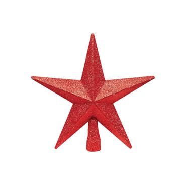 20cm Red Tree Top Star Glitter Finish