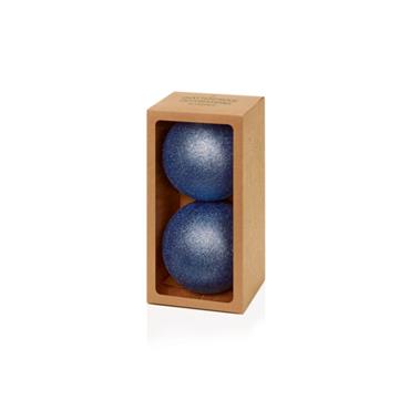 150mm 2pc Midnight Blue Glitter S/proof Baubles