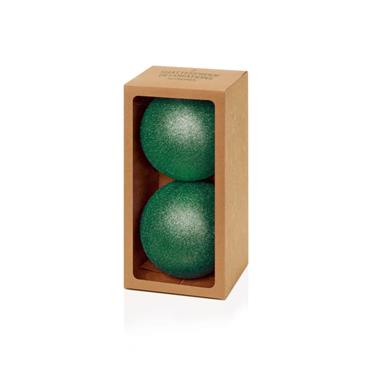 150mm 2pc Dark Green Glitter Shatterproof Baubles