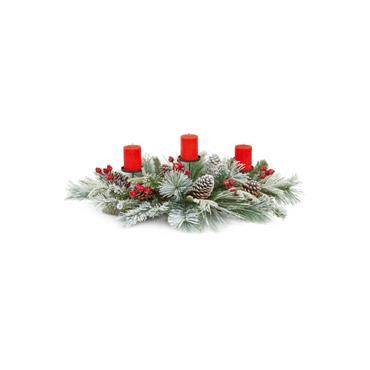 80cm Flocked Xmas Centrepiece with Berries & Cones
