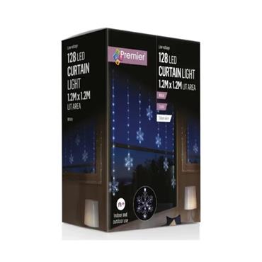 1.2 x 1.2m Snowflake V Curtain with 128 White LED