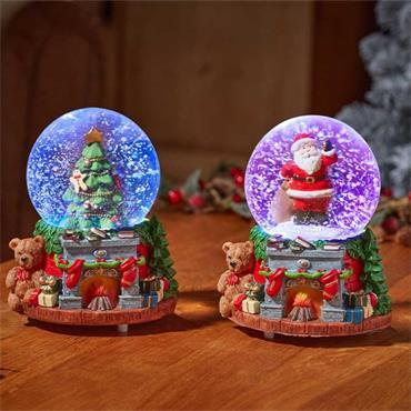 SG 10cm Musical Festive Fireplace SnowSpheres Mix