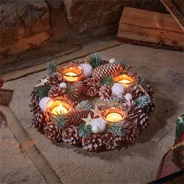 SG FrostPine Ring Quartet Candle Holder