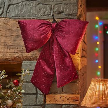 SG 44cm Diamante Padded Bow - Burgundy