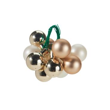KM XMASBALL ON PICK 25MM CHAMPAGN