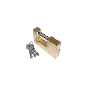 RECTANGULAR BRASS PADLOCK, 90MM