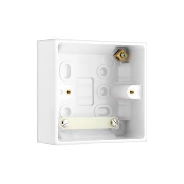 BG WHITE SQUARE SINGLE SURFACE BOX 45MM