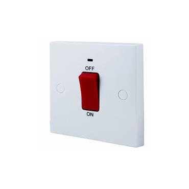 WH SQ 45A SQUARE DP SWITCH + LED