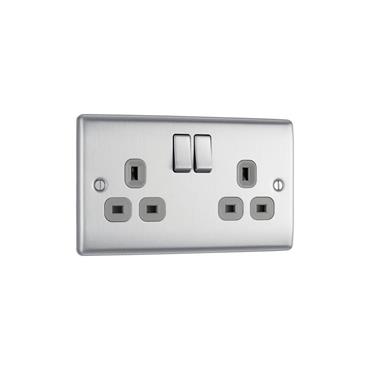NXS BRUSH STL GR 13A DOUBLE SW SOCKET