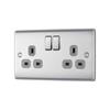 NXS BRUSH STL BLK 13A DOUBLE SW SOCKET
