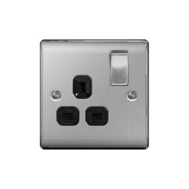 NXS BRUSH STL BLK 13A SINGLE SW SOCKET